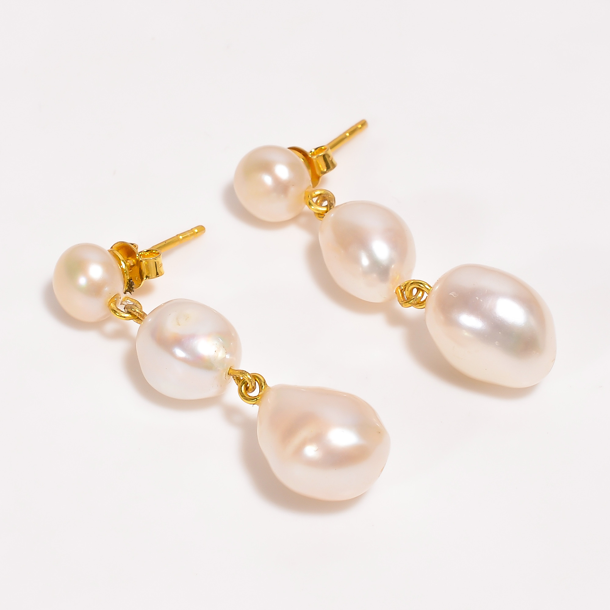 18K Gold Plated Earrings Baroque Pearl Earrings