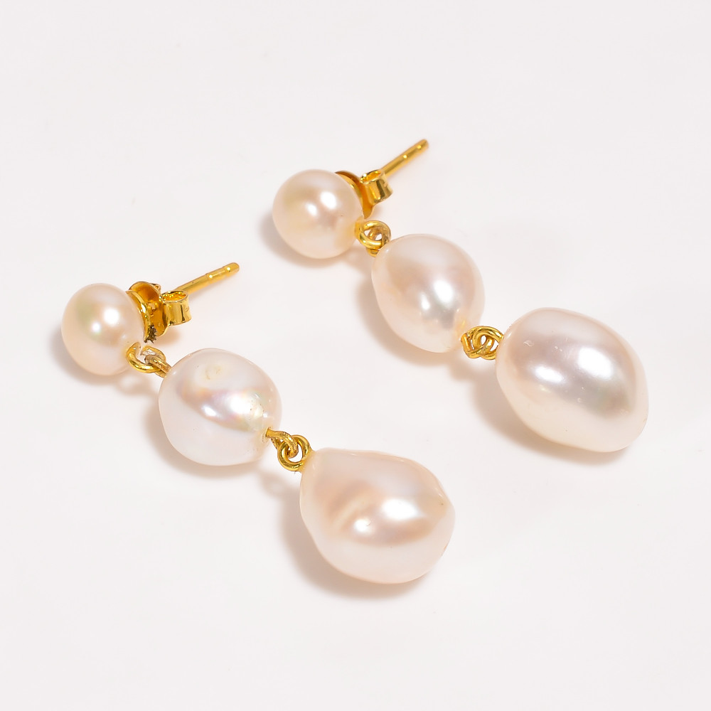 Image of 18K Gold Plated Earrings Baroque Pearl Earrings