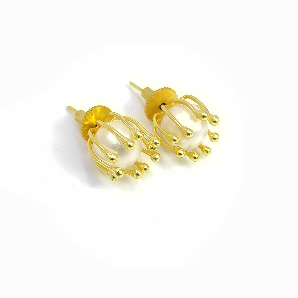 Image of Baroque Pearl 18K Gold Plated Stud Earrings