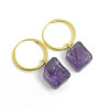 Amethyst Raw Gemstone 18K Gold Plated Hoop Earrings