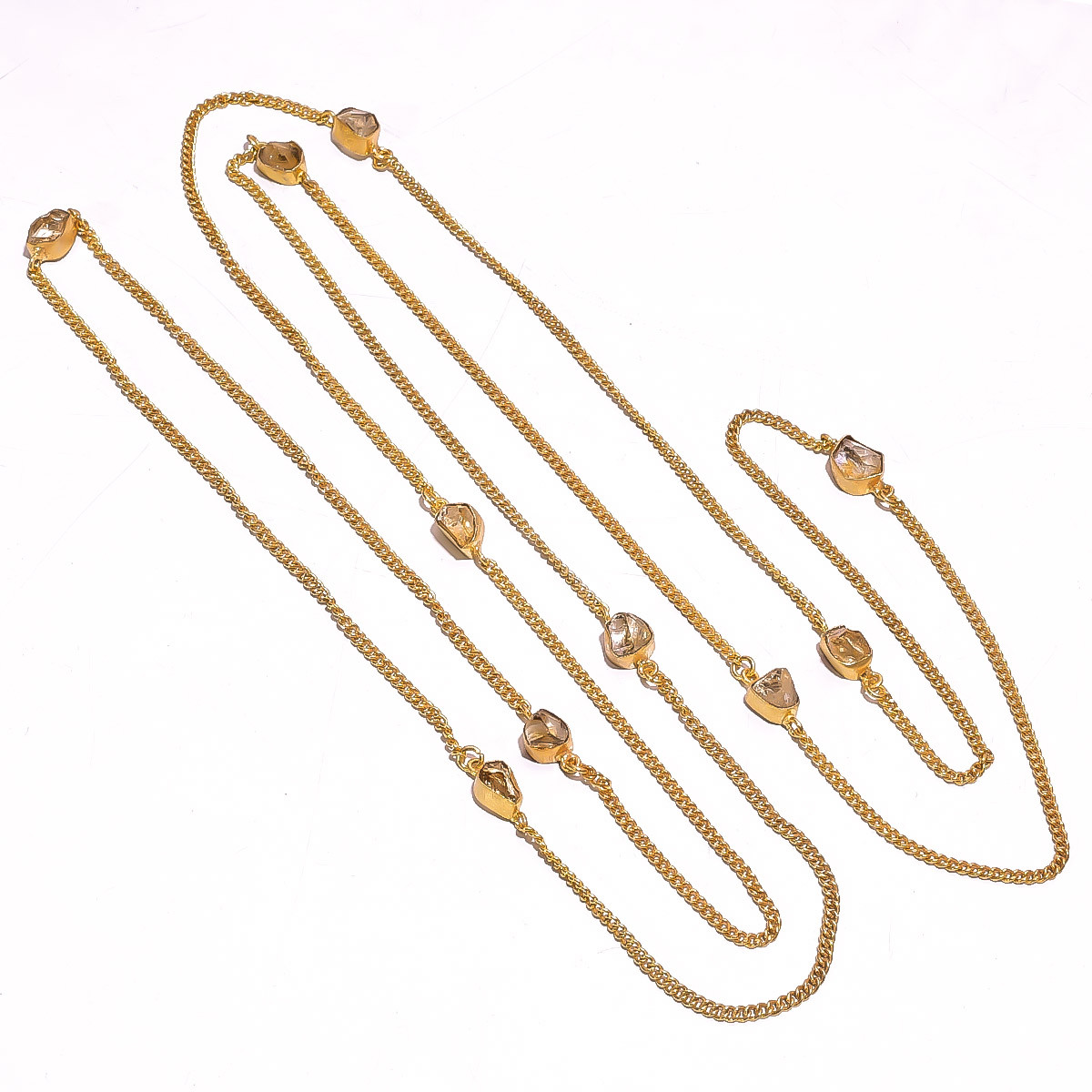 18K Gold Plated Necklace Natural Rough Citrine Gemstone Necklace