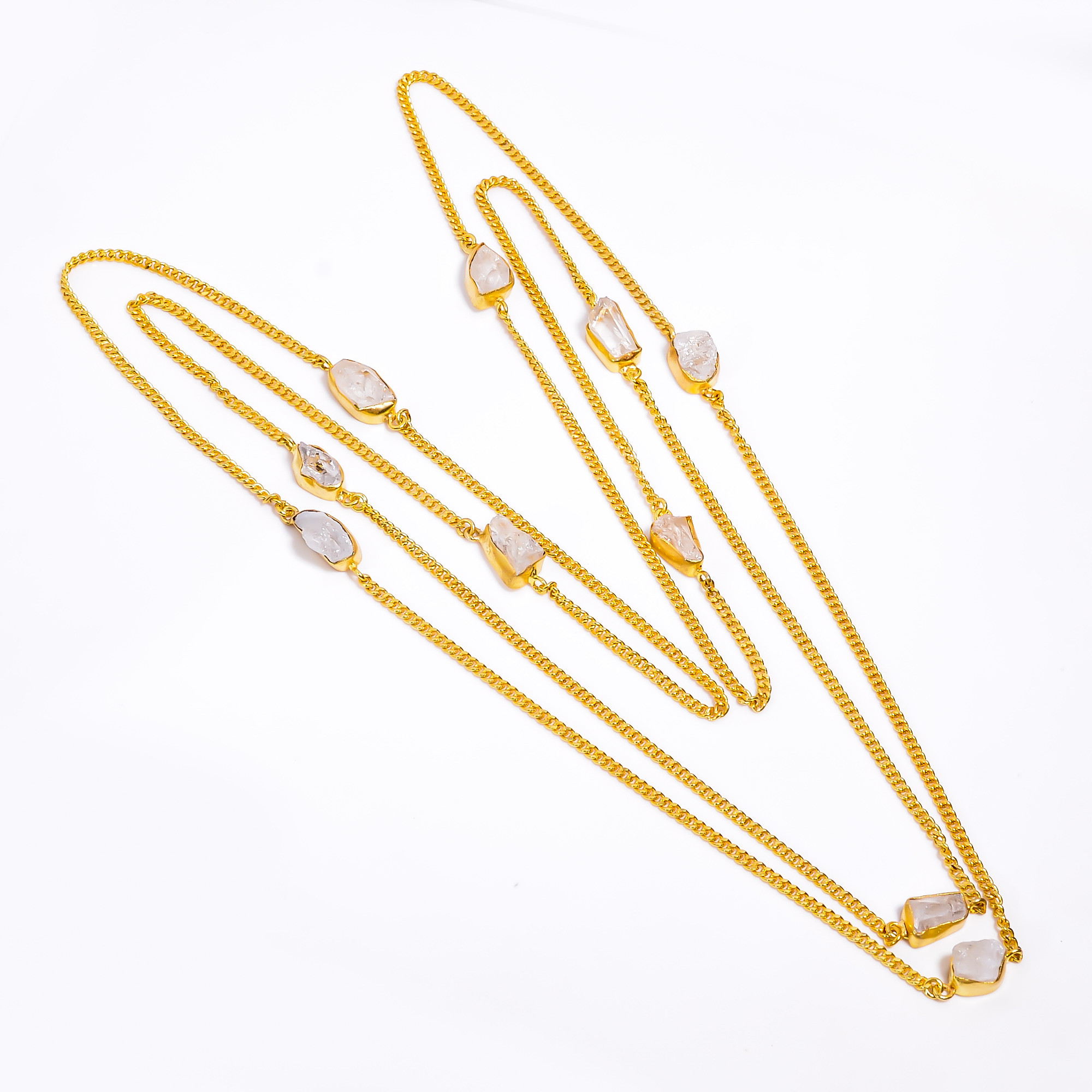 18K Gold Plated Necklace Natural Rough Crystal Gemstone Necklace