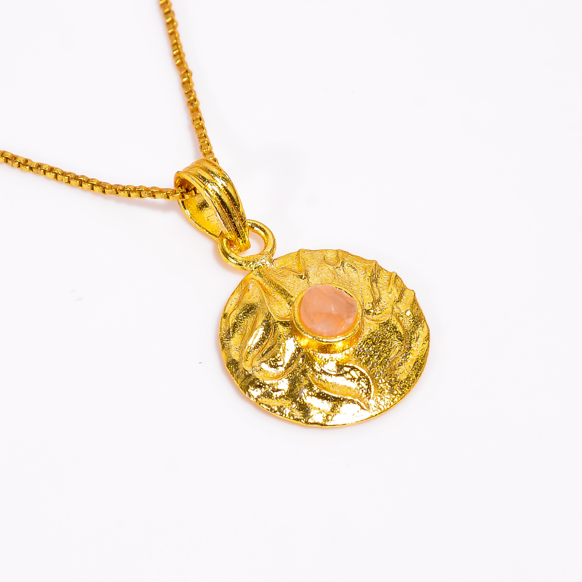 Rose Quartz Natural Raw Gemstone 18K Gold Plated Necklace