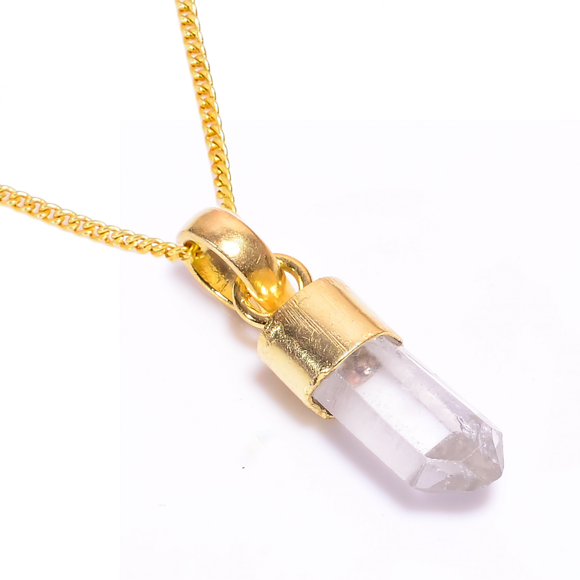 Crystal Natural Raw Gemstone 18K Gold Plated Necklace