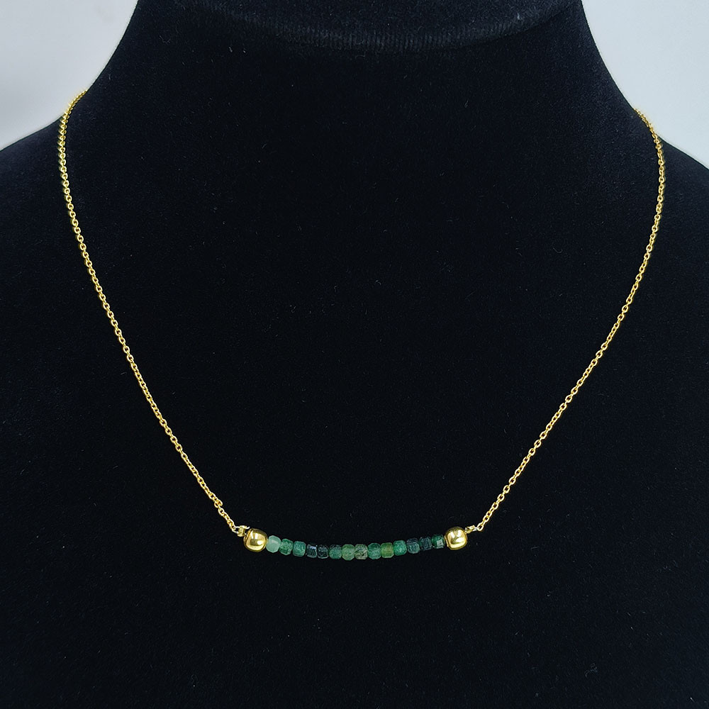 Raw Emerald Gemstone 18K Gold Plated Necklace