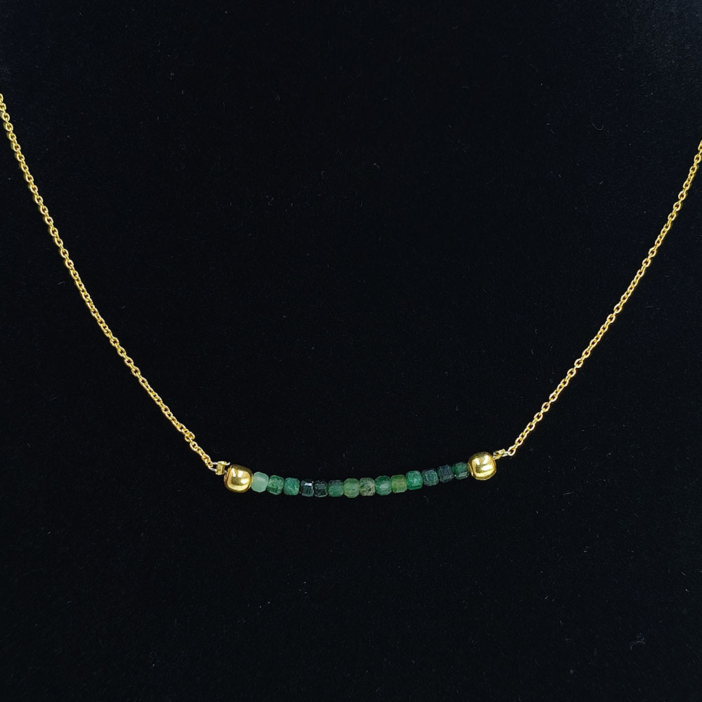 Raw Emerald Gemstone 18K Gold Plated Necklace