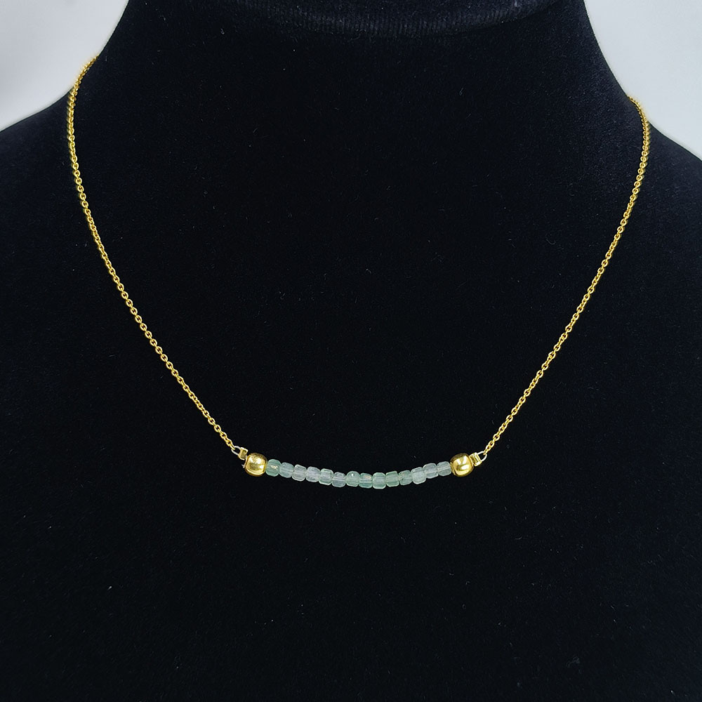Raw Emerald Gemstone 18K Gold Plated Necklace