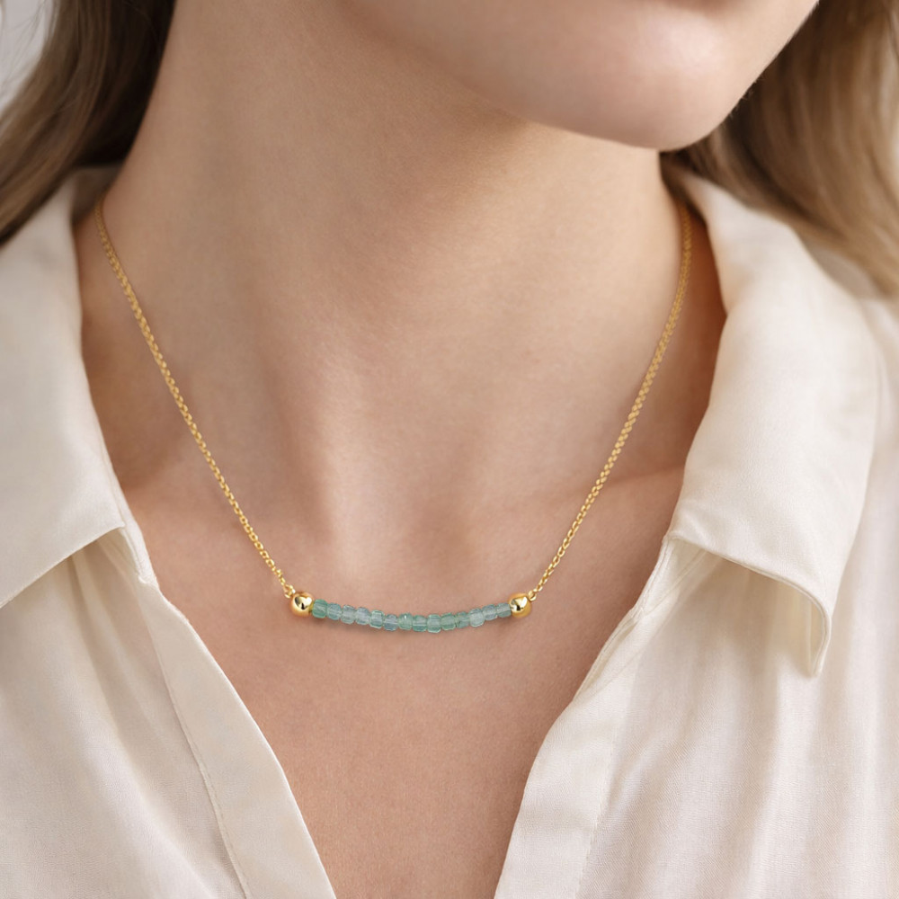 Image of Raw Emerald Gemstone 18K Gold Plated Necklace