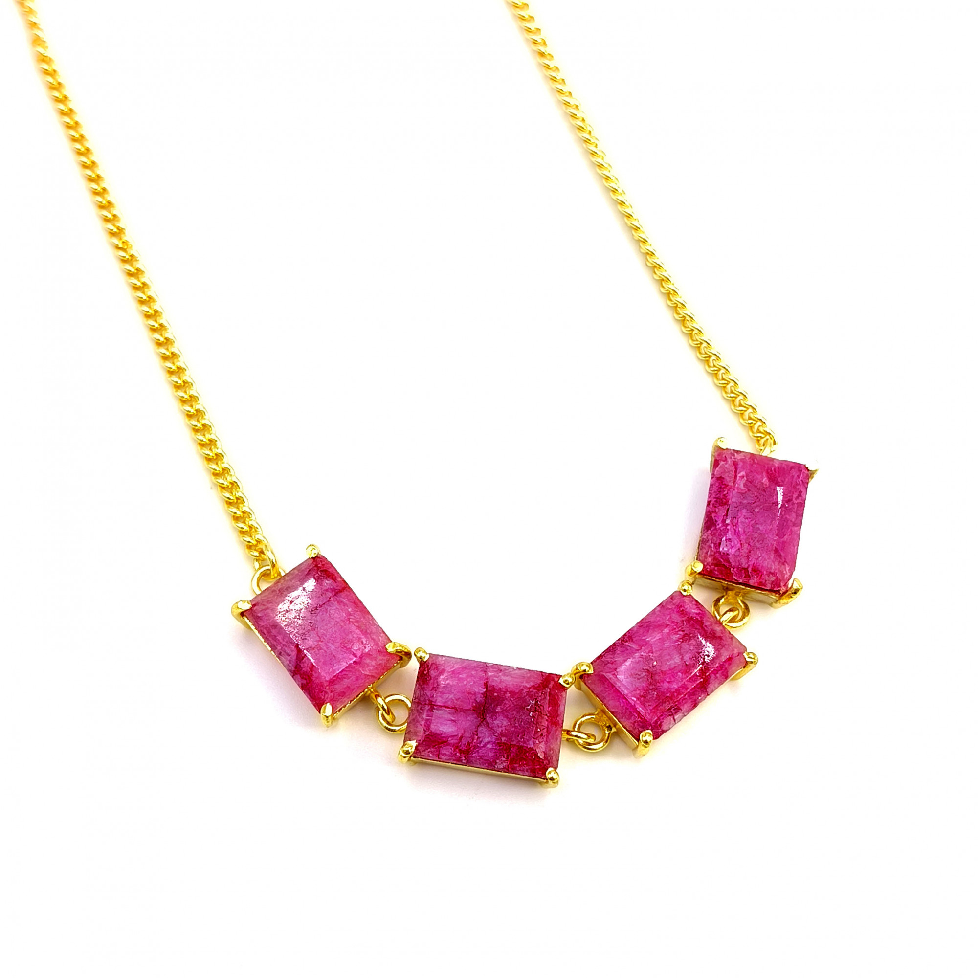 Ruby Gemstone 18K Gold Plated Necklace