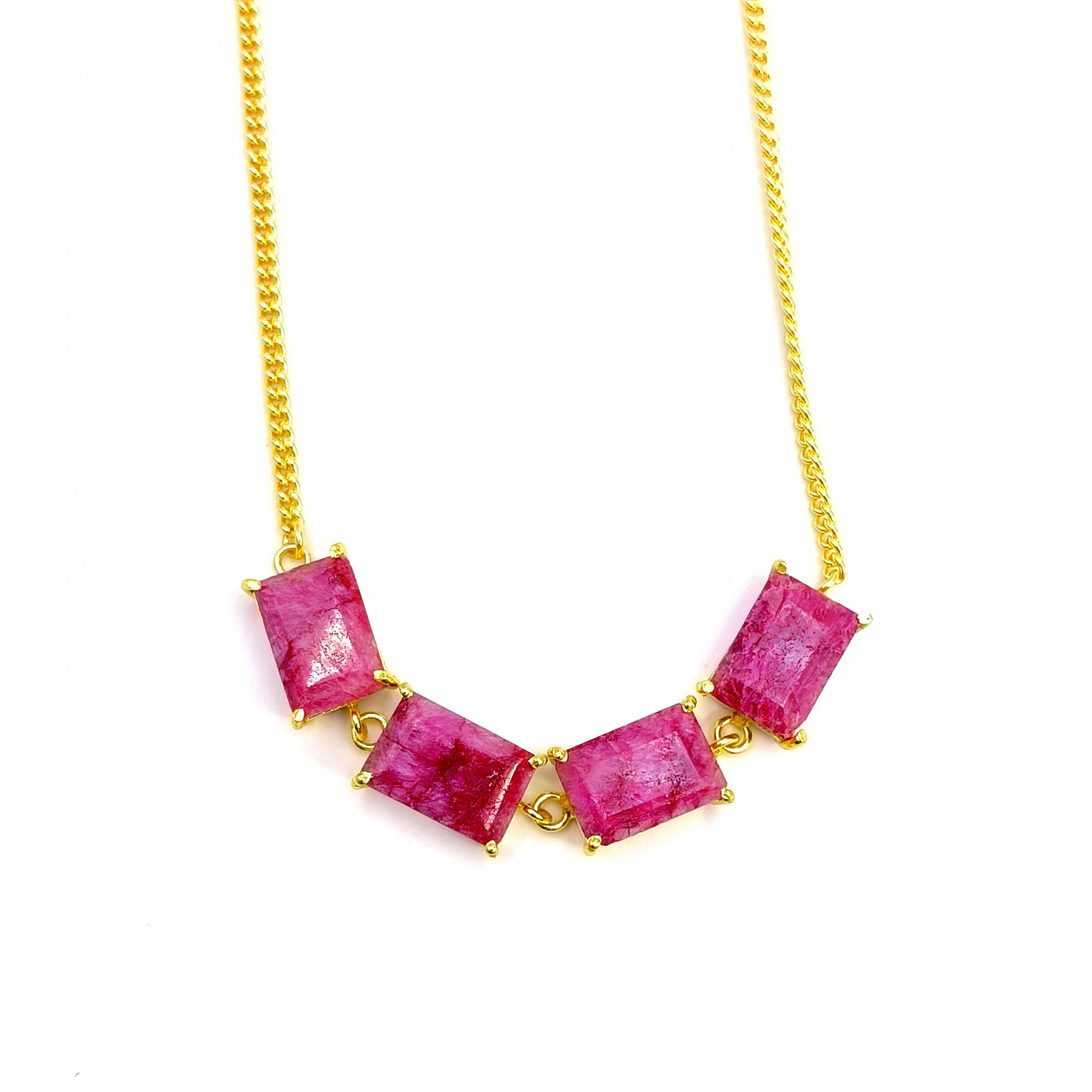 Ruby Gemstone 18K Gold Plated Necklace