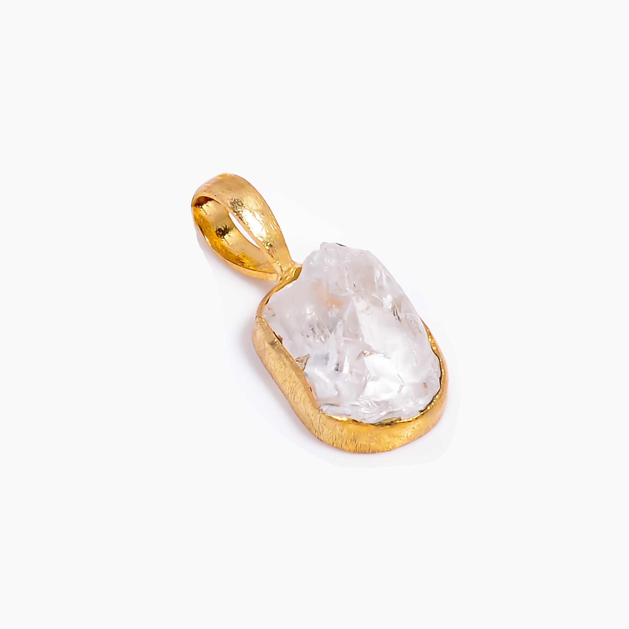 18K Gold Plated Natural Raw Crystal Gemstone Pendant
