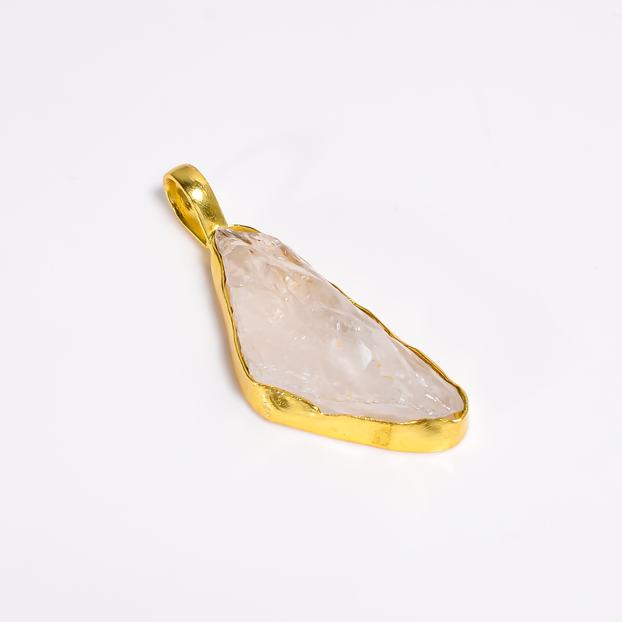 18K Gold Plated Natural Raw Crystal Gemstone Pendant