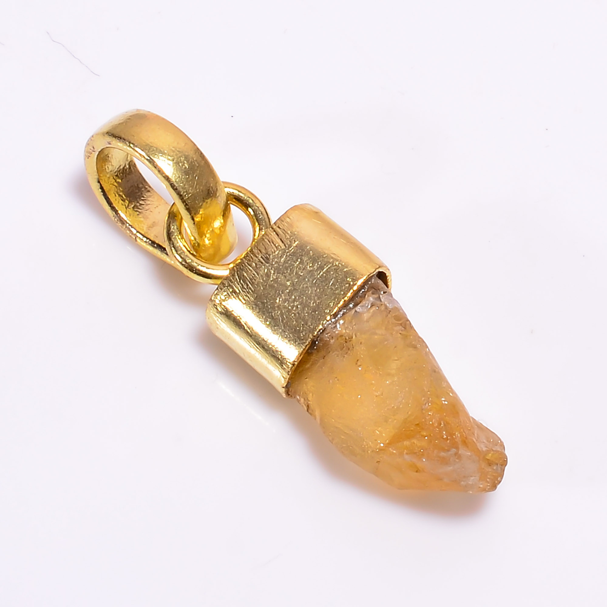 18K Gold Plated Pendant Natural Raw Citrine Gemstone
