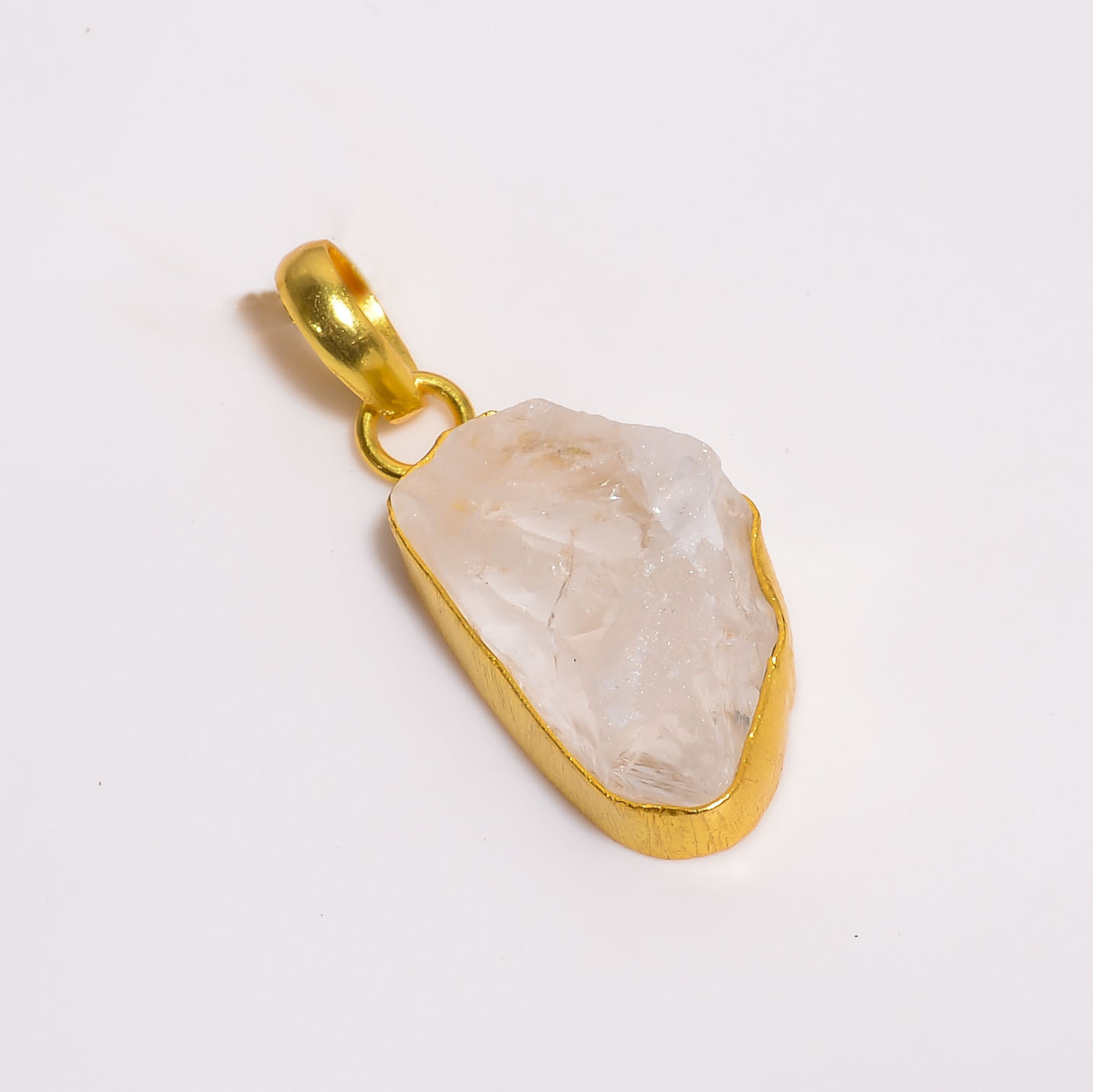 18K Gold Plated Pendant Natural Raw Crystal Gemstone