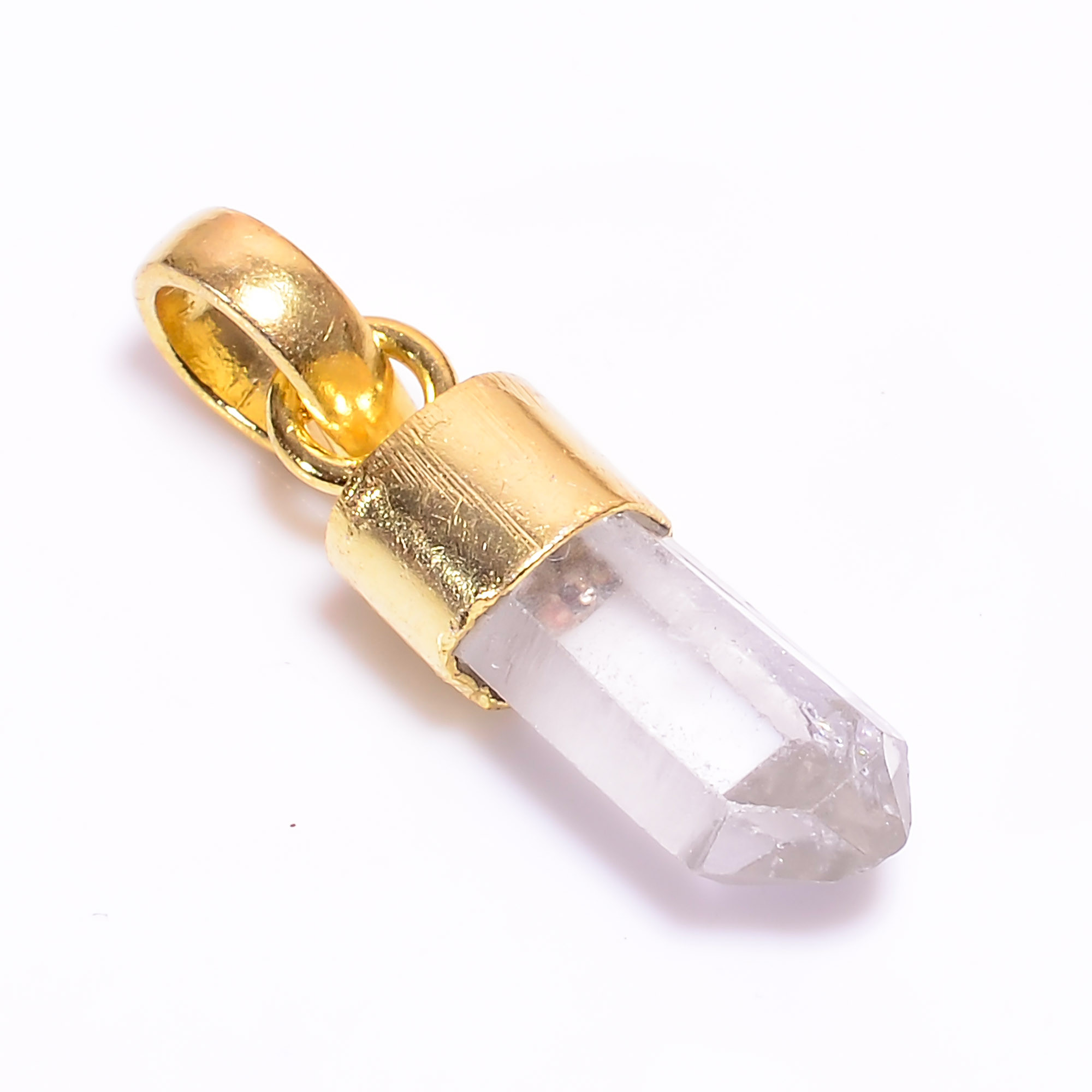18K Gold Plated Pendant Natural Raw Crystal Gemstone