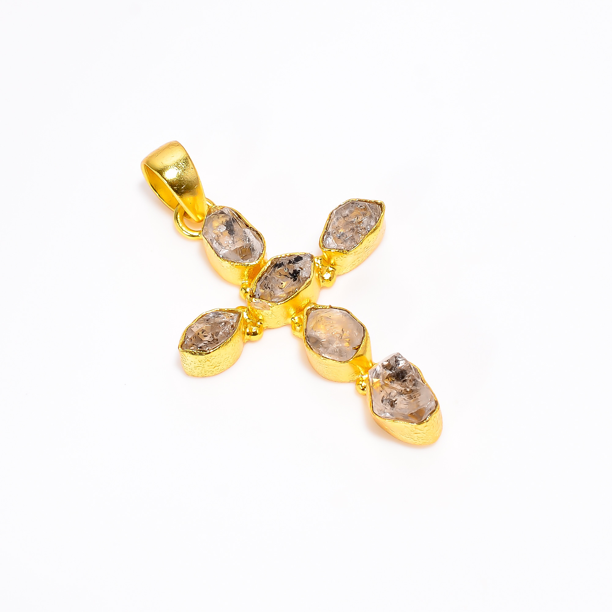 18K Gold Plated Natural Herkimer Diamond Pendant