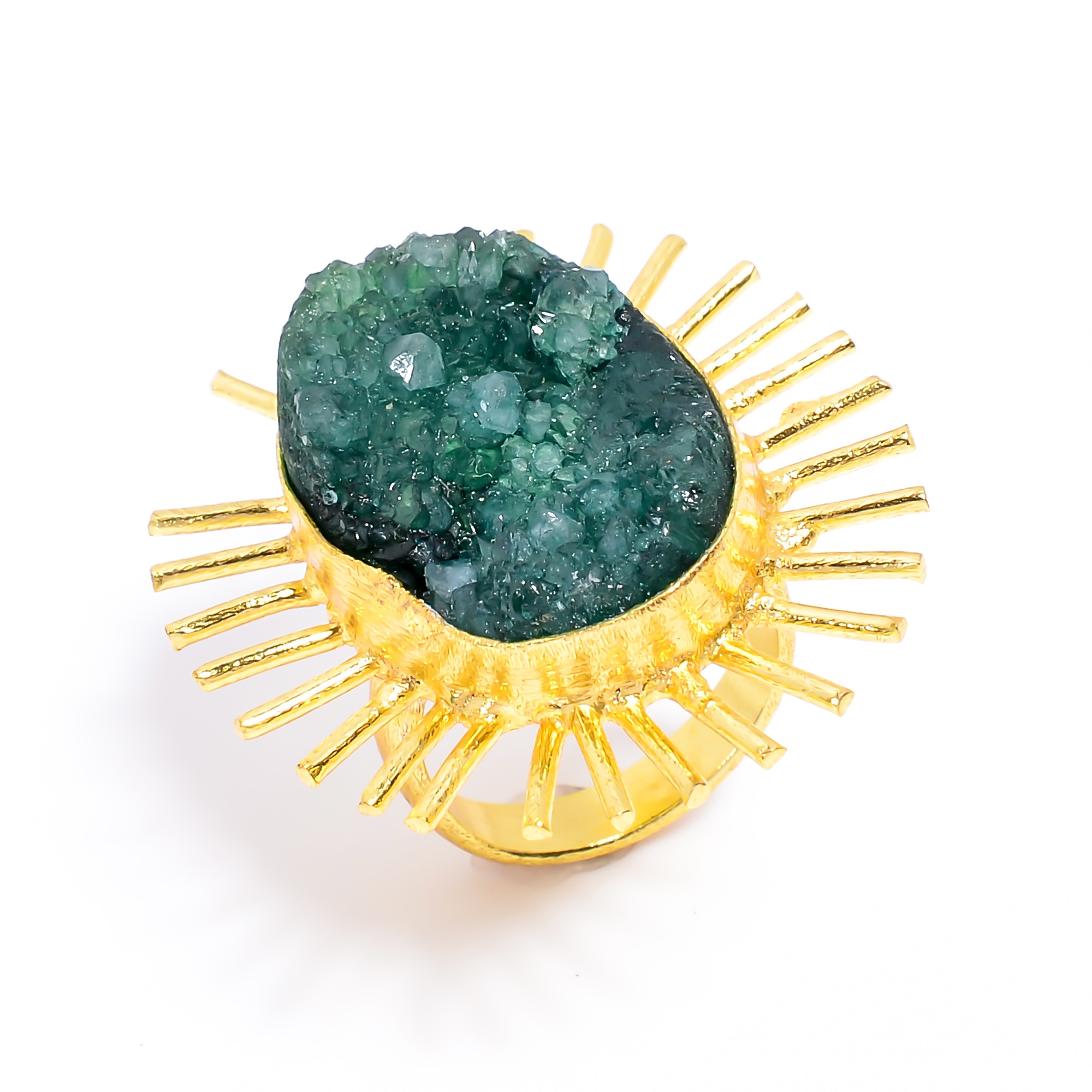 Druzy Gemstone Ring 18K Gold Plated Handmade Ring