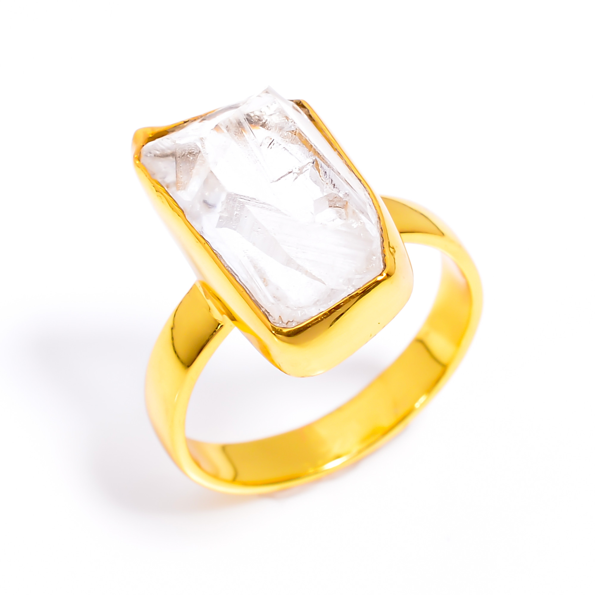 18k Gold Plated Ring Natura Crystal Raw Gemstone Ring Adjustable