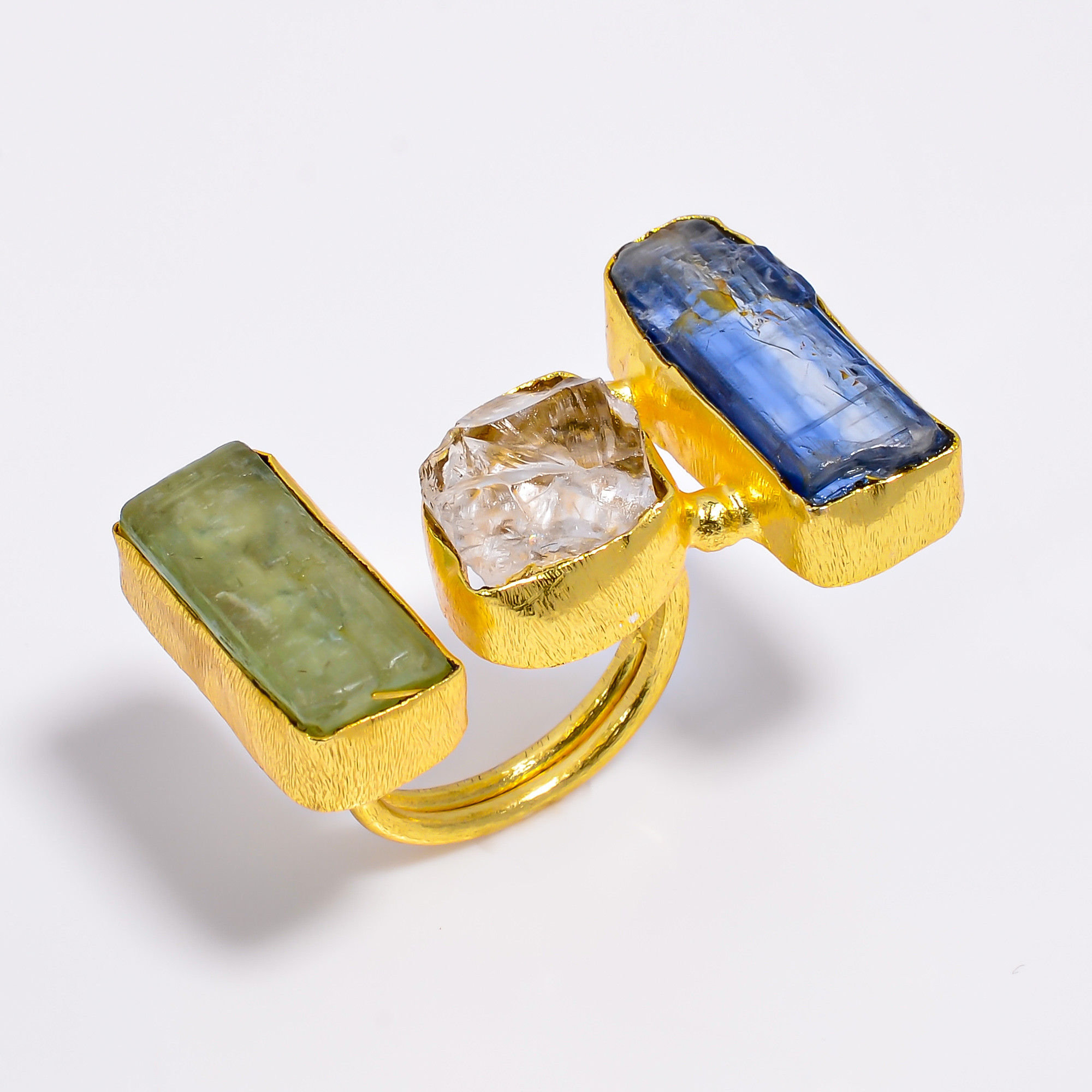 Natural Kyanite Raw Gemstone 18k Gold Plated Fashion Ring Size US 5