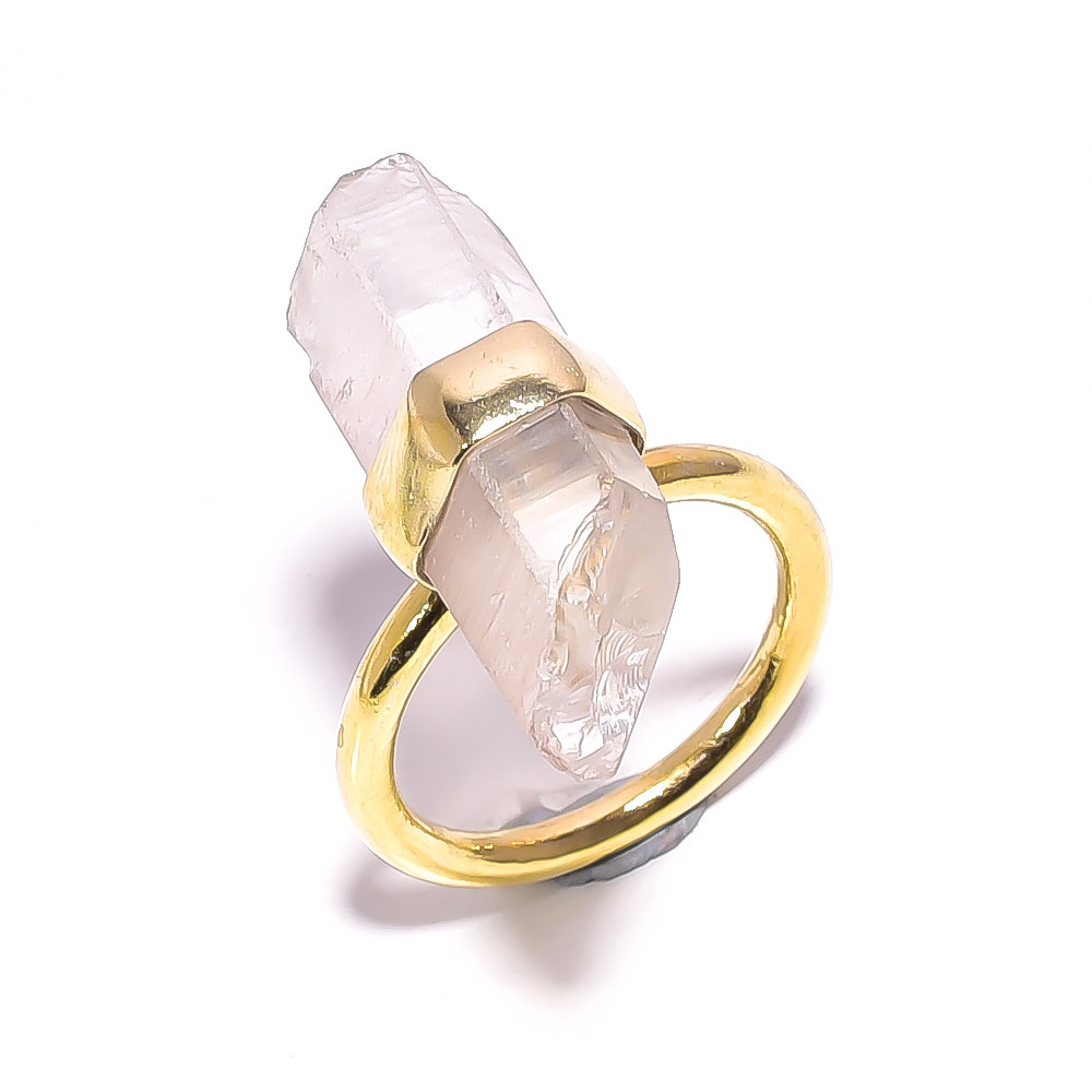 Crystal Raw Gemstone 18K Gold Plated Ring Handmade Fashion Ring