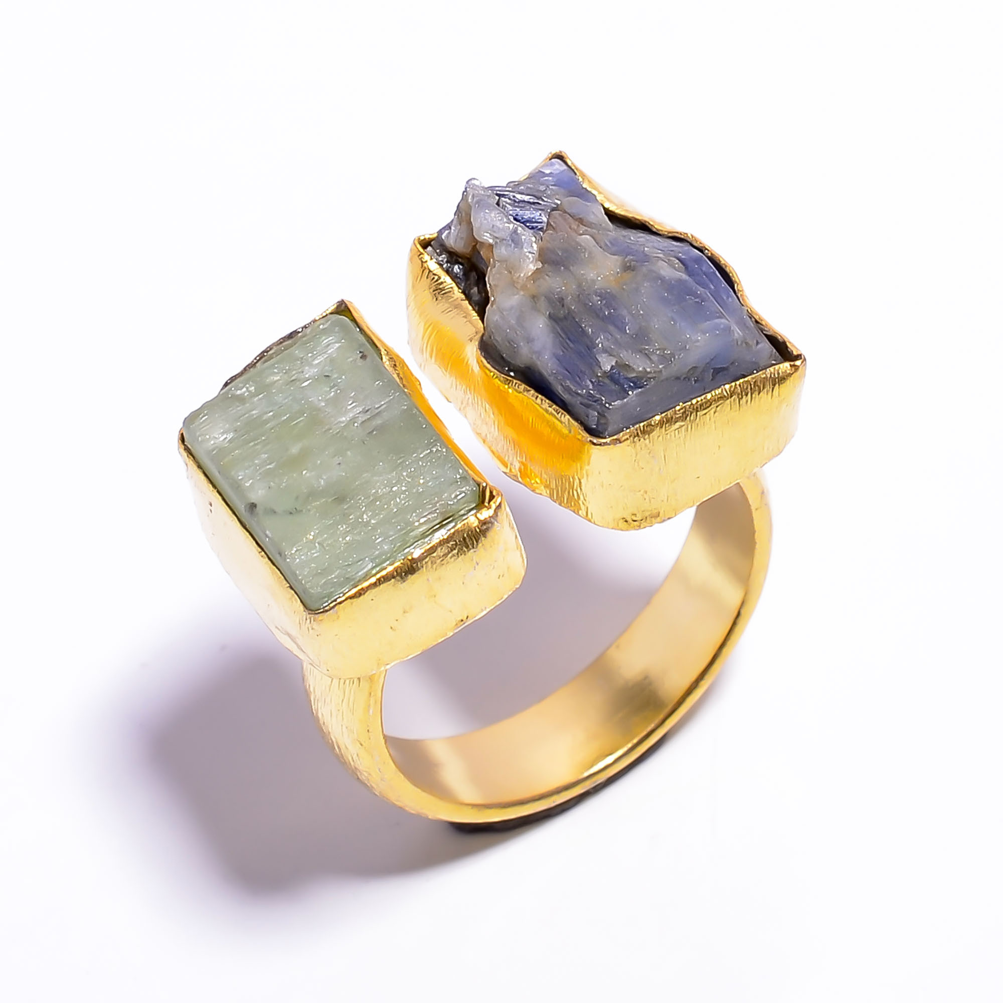 Natural Kyanite Raw Gemstone 18k Gold Plated Ring Adjustable