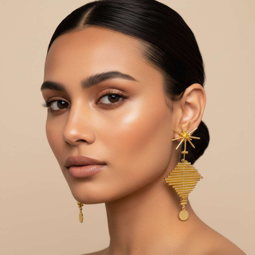 18K Gold Plated Plain Brass Earring Handmade Fashion Earrings