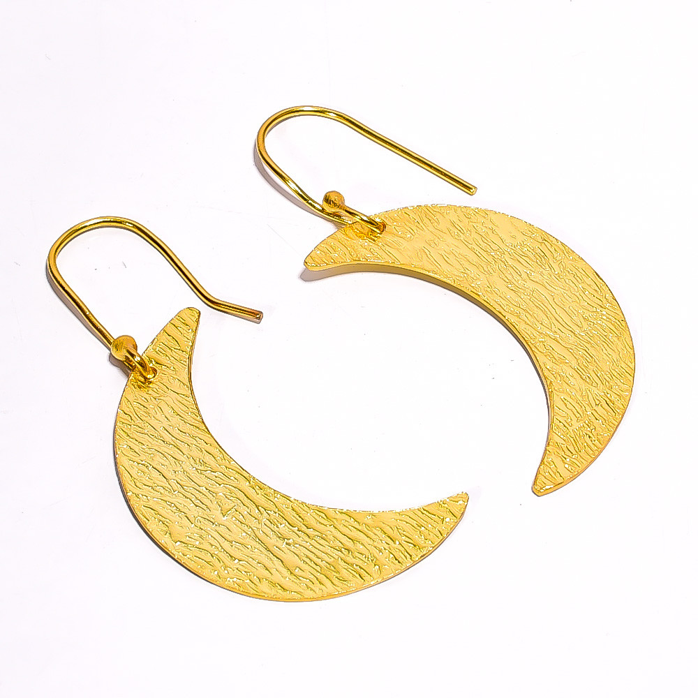 Image of Plain Half Moon Earring 18K Gold Plated Handmade Fashion Earrings