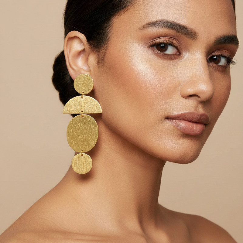 18K Gold Plated Handmade Fashion Plain Earring