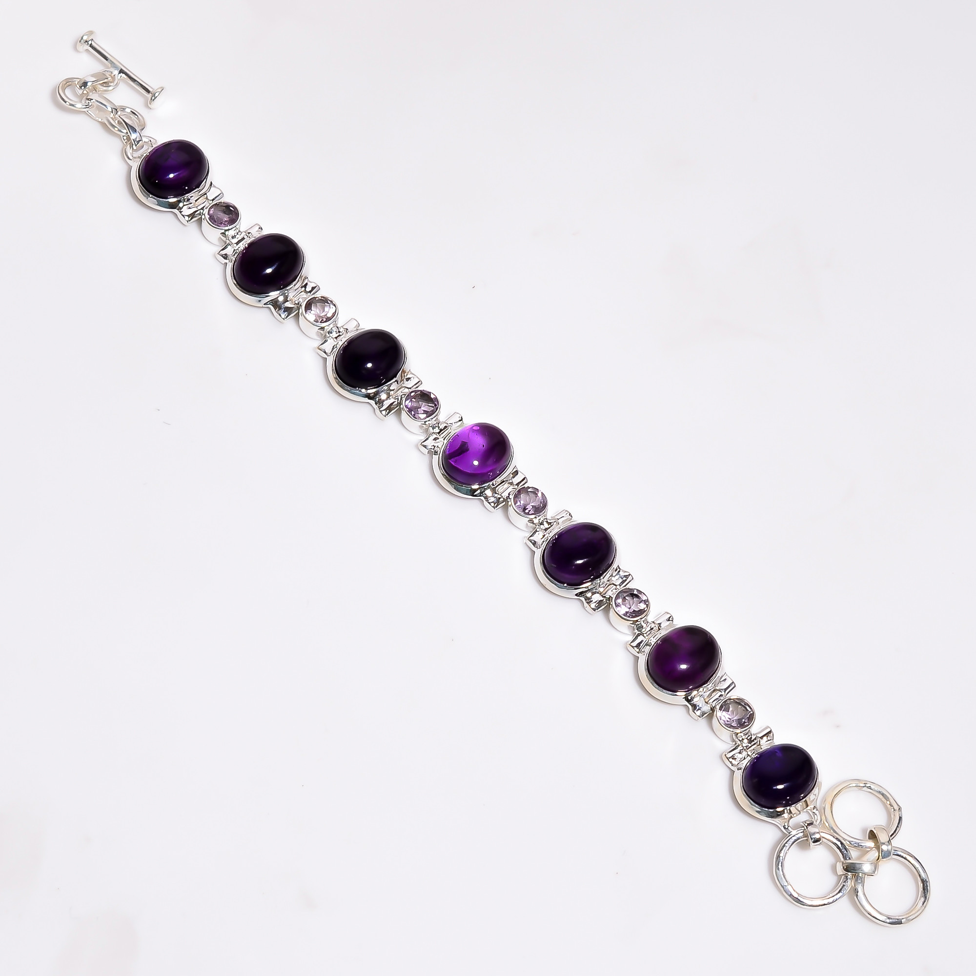 Natural Gemstone 925 Sterling Silver Charm Bracelet