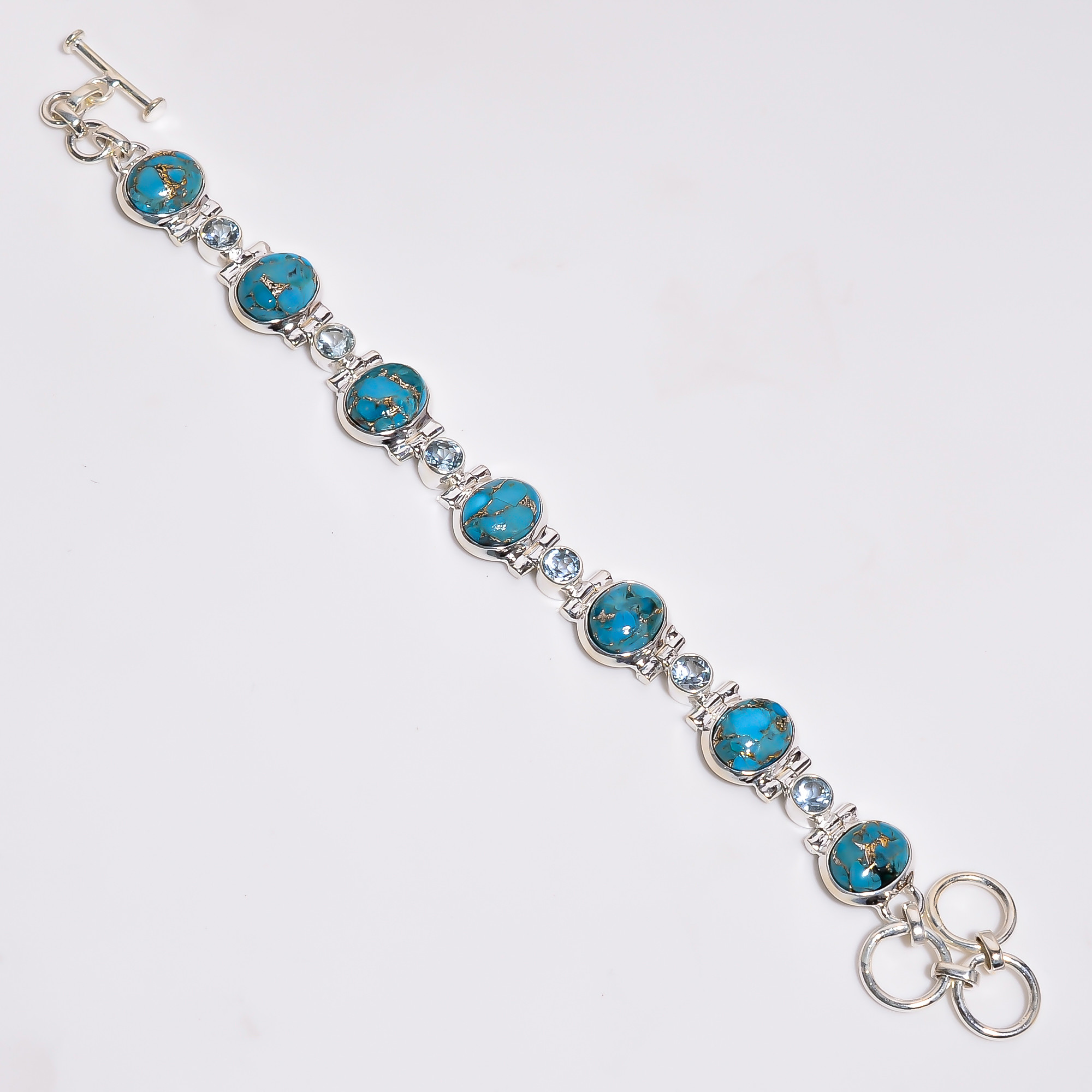 Natural Gemstone 925 Sterling Silver Charm Bracelet