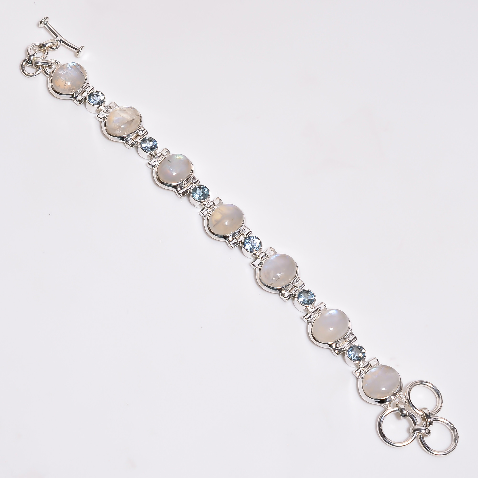 Natural Gemstone 925 Sterling Silver Charm Bracelet