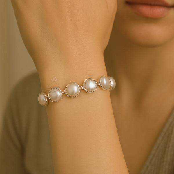Image of Baroque Pearl Gemstone 925 Sterling Silver Bracelet