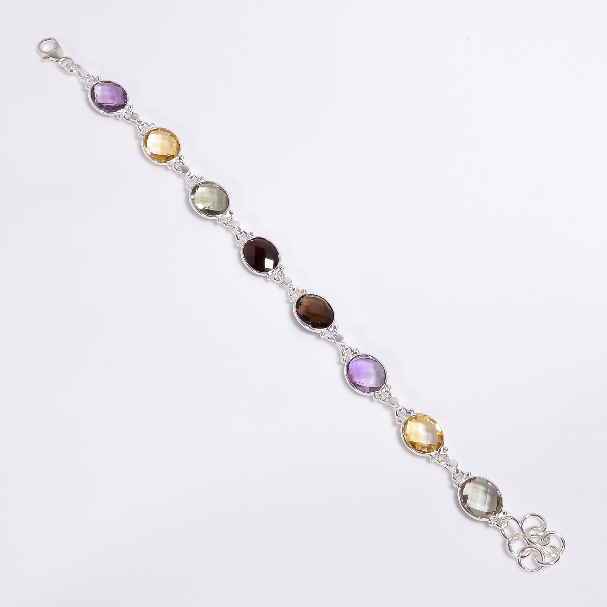 925 Sterling Silver Bracelet Ruby Oval Cut Gemstone