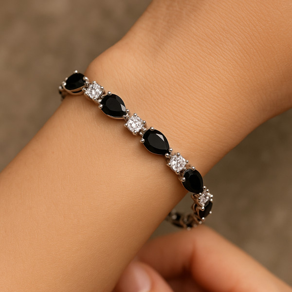 Image of 925 Sterling Silver Statement Bracelet Cubic Zirconia