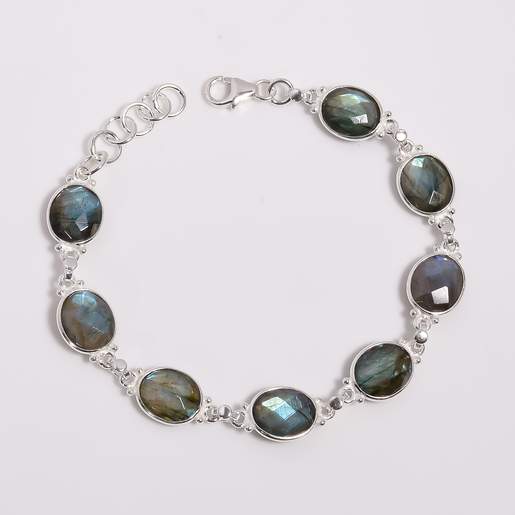 925 Sterling Silver Bracelet Labradorite Oval Cut Gemstone