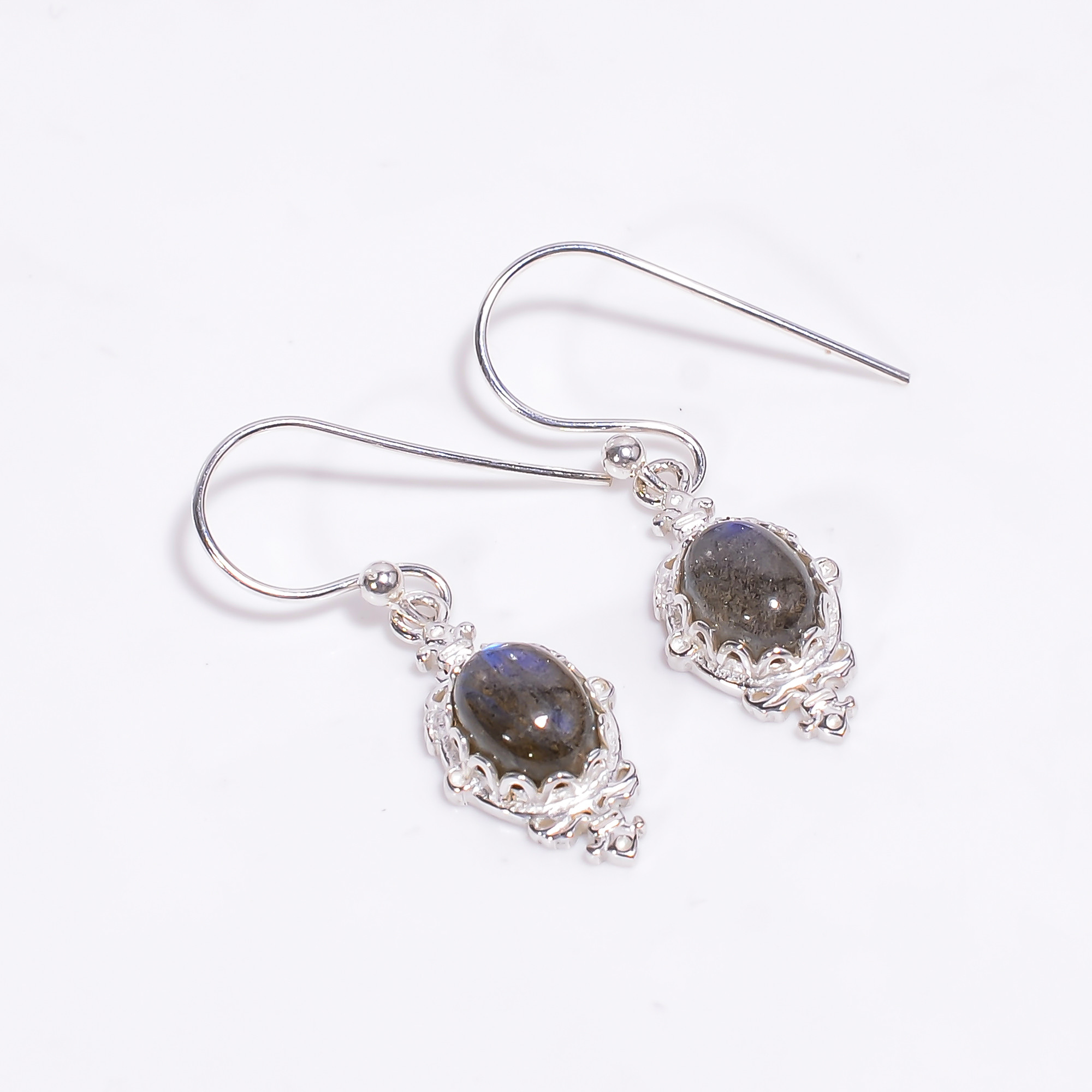 Labradorite Gemstone 925 Sterling Silver Drop Earrings