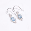 Oval Cut Blue Topaz Gemstone 925 Sterling Silver Drop Earrings