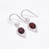 Oval Cut Garnet Gemstone 925 Sterling Silver Drop Earrings