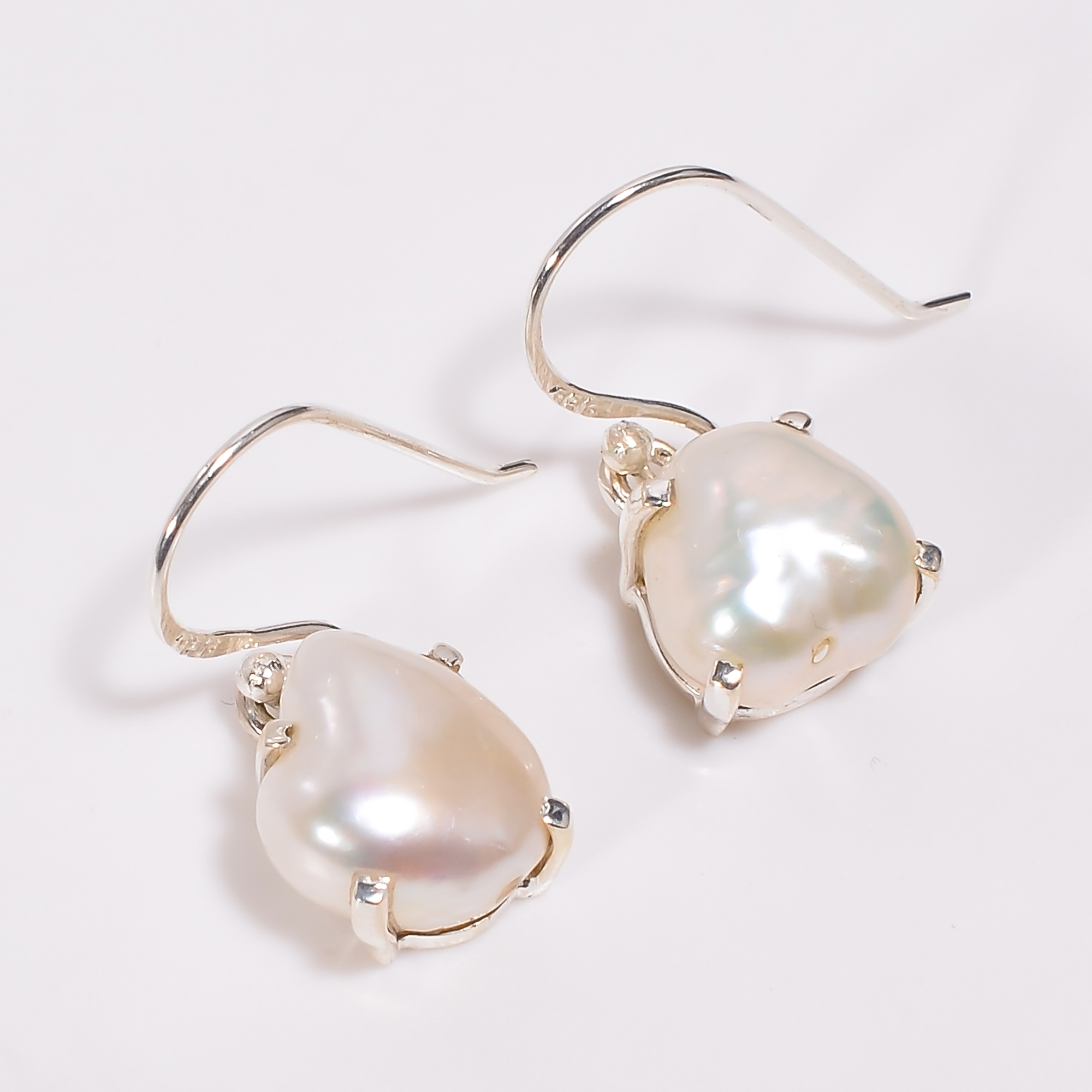 925 Sterling Silver Baroque Pearl Earrings