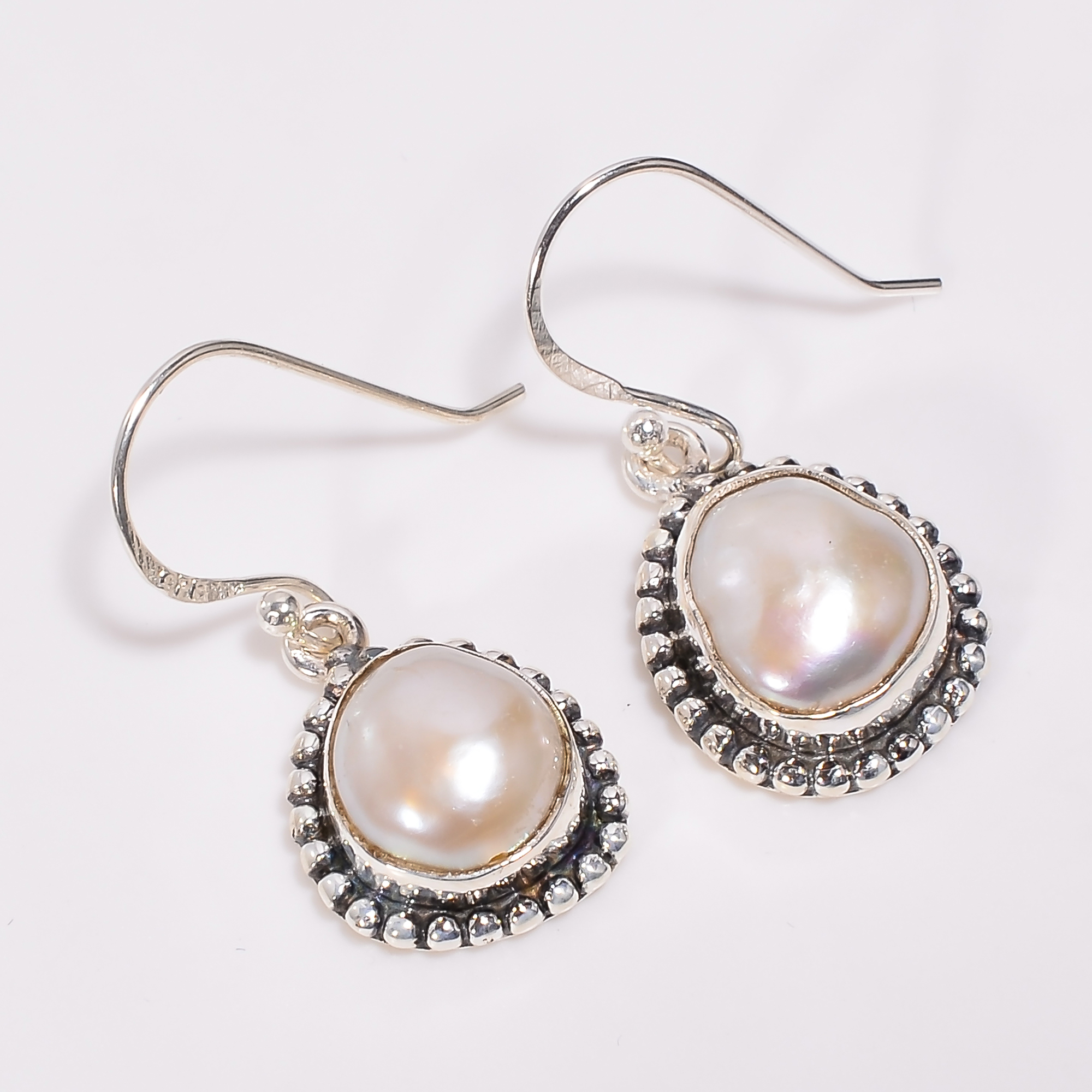 925 Sterling Silver Baroque Pearl Earrings