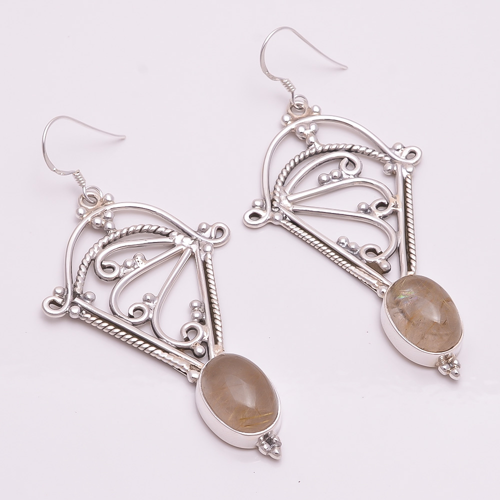 Golden Rutile 925 Sterling Silver Earrings