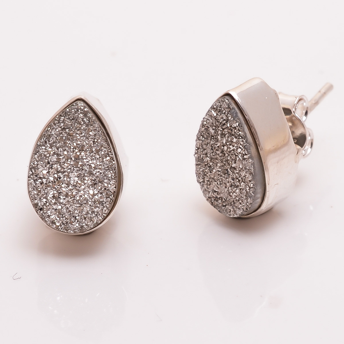Druzy Gemstone 925 Sterling Silver Stud Earrings