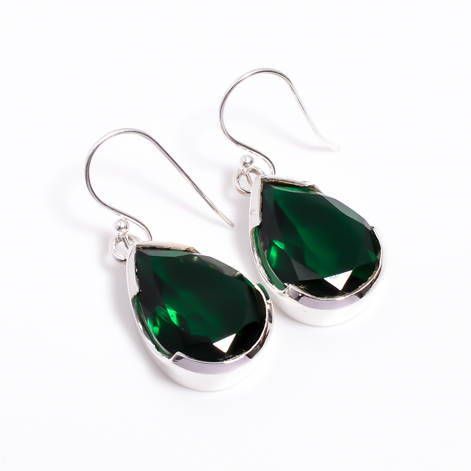 Chrome Quartz Pear Cut Gemstone 925 Sterling Silver Drop Earrings