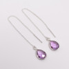 925 Sterling Silver Threader Drop Earrings Amethyst Pear Cut Gemstone