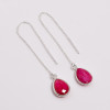 925 Sterling Silver Threader Drop Earrings Ruby Pear Cut Gemstone