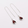 925 Sterling Silver Threader Drop Earrings Garnet Pear Cut Gemstone