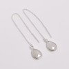 925 Sterling Silver Threader Drop Earrings Rainbow Moonstone Pear Cut Gemstone
