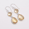 925 Sterling Silver Two Stone Earrings Citrine Cut Gemstone