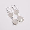 925 Sterling Silver Two Stone Earrings Cut Rainbow Moonstone