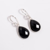 Black Onyx Pear Cut Gemstone 925 Sterling Silver Drop Earrings